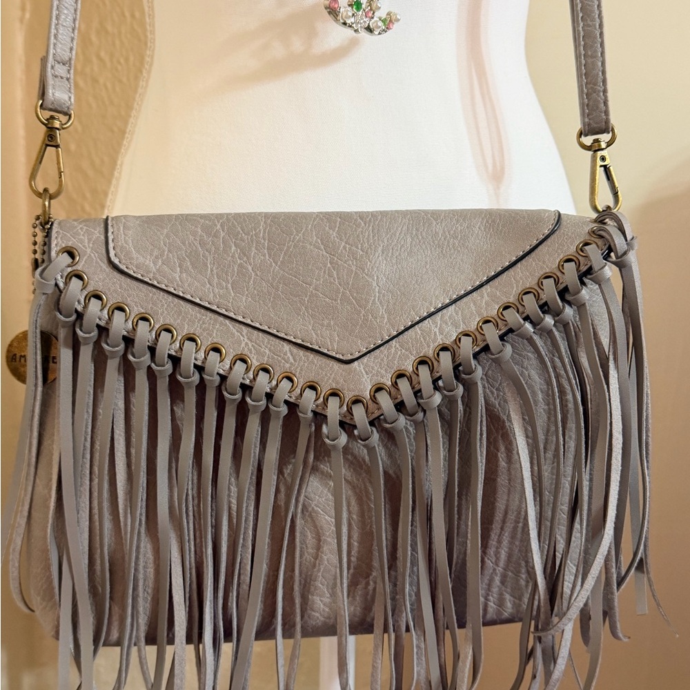 Gray Fringe Crossbody‎ Bag